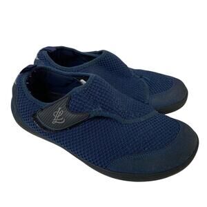 Lelsfit Mens Size 9 Navy Sneakers Hook Loop Closure Wide Toe Casual Shoes